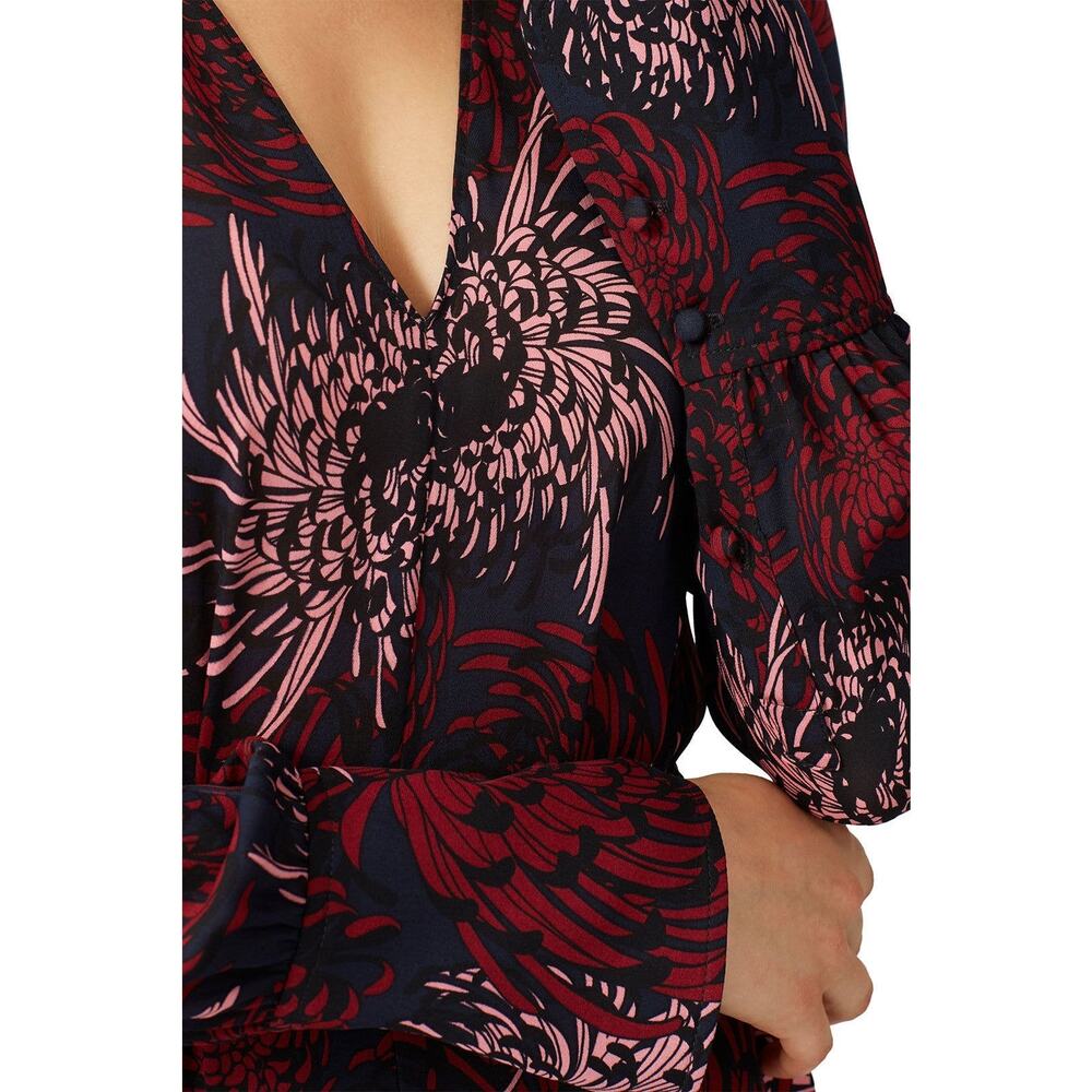 A.L.C. Floral Print Midi Dress in Navy, Burgundy & Blush - Picture 5 of 9